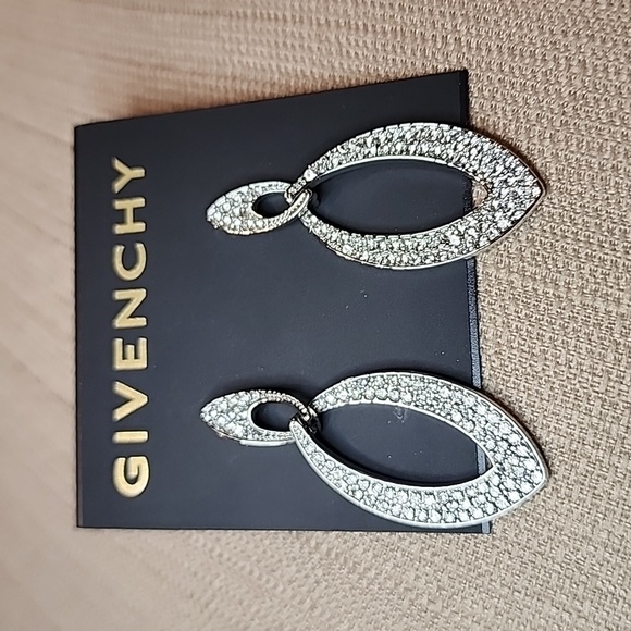 New Givenchy Pavé Open Marquise-Shape Double Drop Earrings - Picture 1 of 6